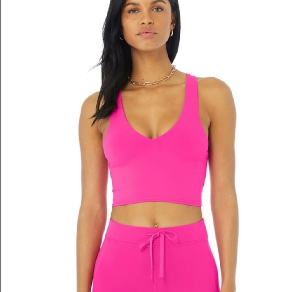 Women's Pink V-Neck Crop Top